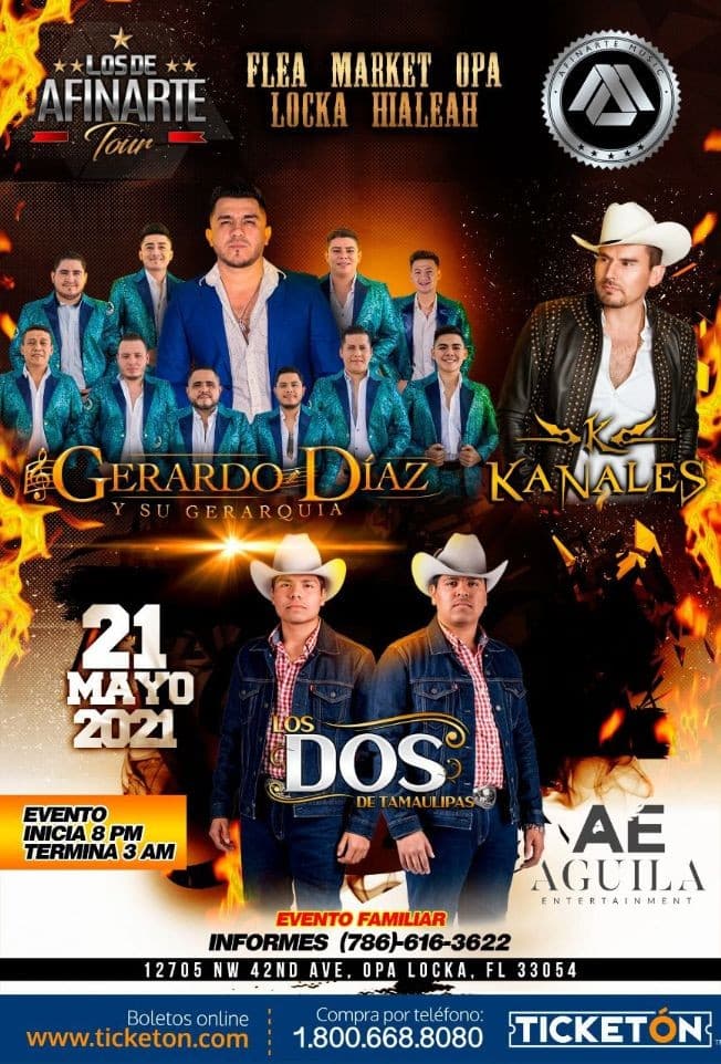 Event - Gerardo Diaz y su Gerarquia, Kanales y Los Dos de Tamaulipas - Opa-locka, Florida - May 21, 2021 | concert tickets