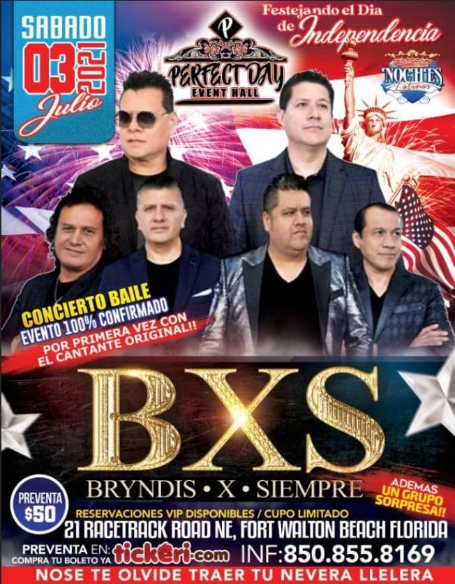 Event - BXS Bryndis por Siempre en Concierto! - Fort Walton Beach, Florida - July 3, 2021 | concert tickets