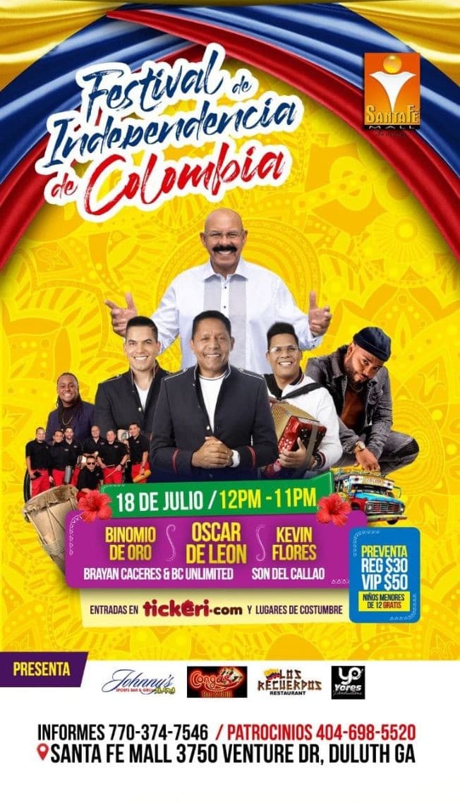 Event - FESTIVAL DE LA INDEPENDENCIA DE COLOMBIA 2021 - Duluth, Georgia - July 18, 2021 | concert tickets