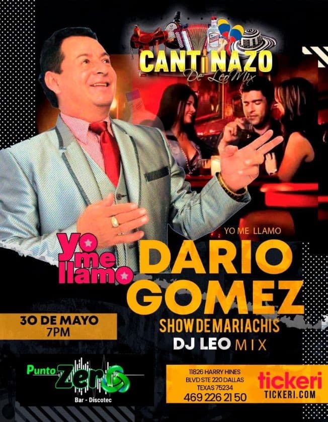 Event - DARIO GOMEZ, YO ME LLAMO. CANTINAZO EN DALLAS. - Dallas, Texas - May 30, 2021 | concert tickets