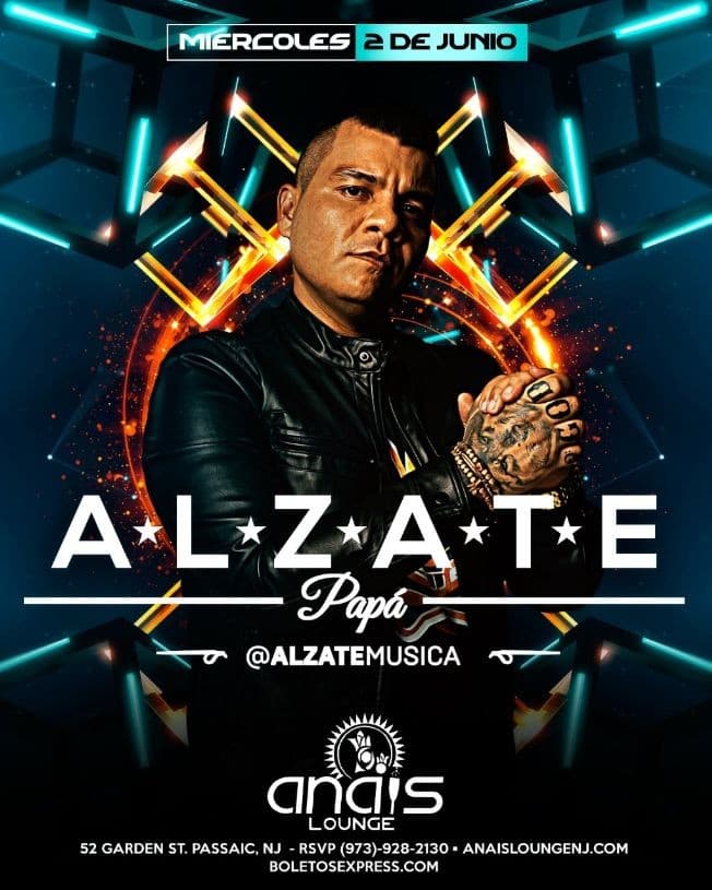 Event - Alzate en Concierto en Anais Lounge! - Passaic, New Jersey - June 2, 2021 | concert tickets