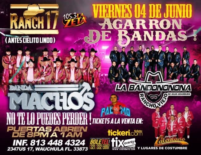 Event - Agarron Norteño: Banda Machos, La Bandononona Rancho Viejo y Orgullo Calentano en Vivo! - Wauchula, Florida - June 4, 2021 | concert tickets