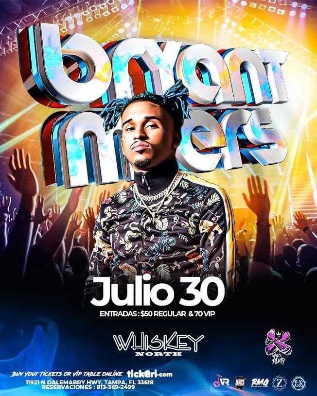 Event - BRYANT MYERS CONCIERTO EN TAMPA JUNTO AL DUEÑO DEL PARTY - Tampa, Florida - July 30, 2021 | concert tickets