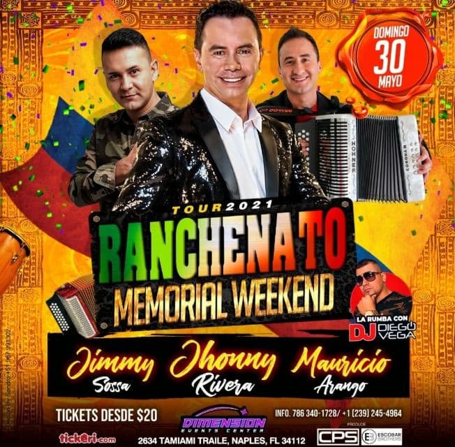 Event - JHONNY RIVERA & JIMMY SOSSA - Naples, Florida - May 30, 2021 | concert tickets