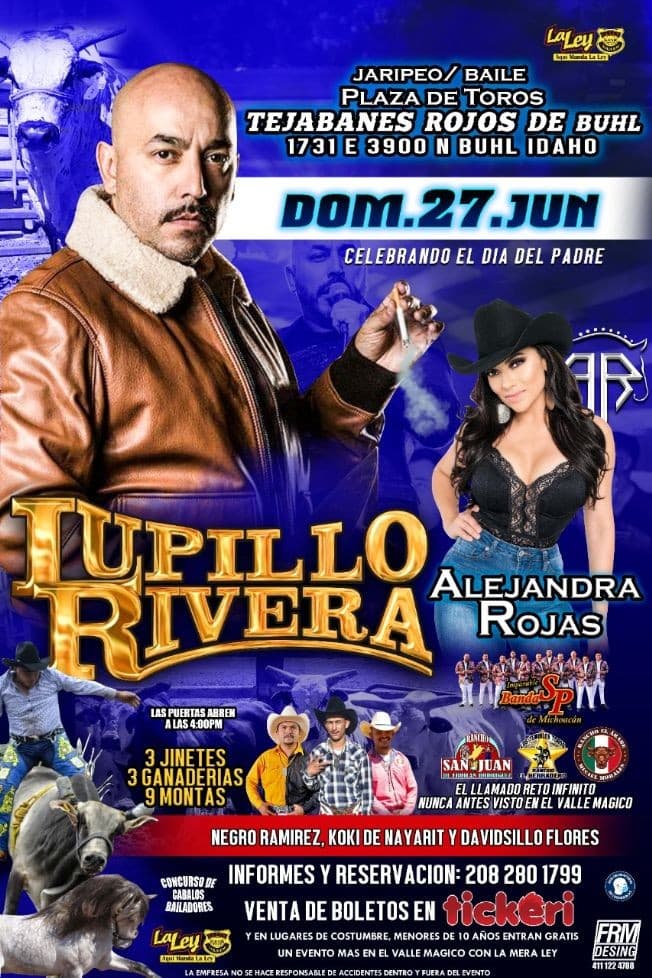 Event - Gran Jaripeo Baile Lupillo Rivera y Alejandra Rojas en Tejabanes Rojos! - Buhl, Idaho - June 27, 2021 | concert tickets