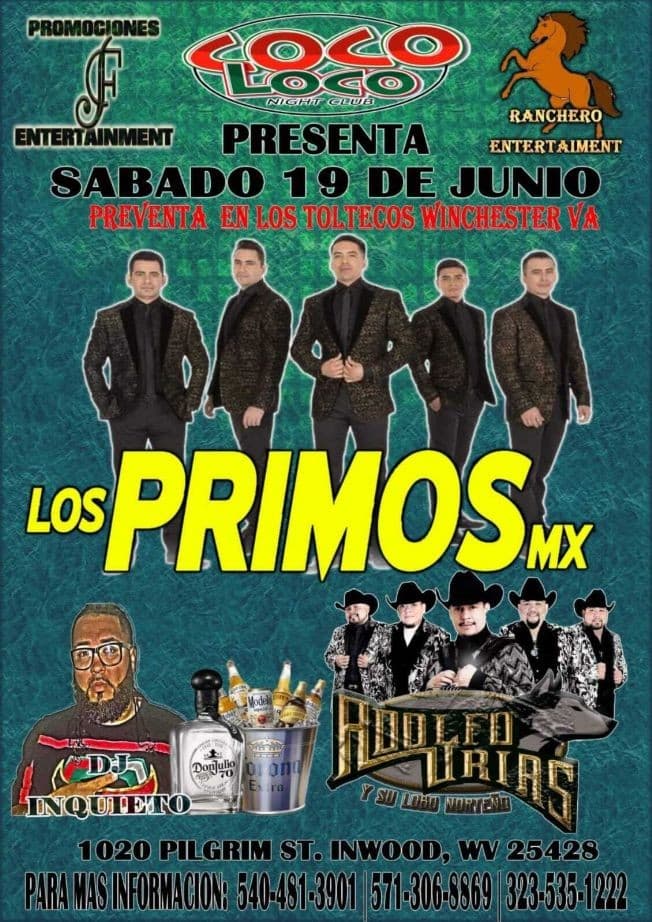 Event - Los Primos MX y Adolfo Urias y su Lobo Norteño en Vivo! - Inwood, West Virginia - June 19, 2021 | concert tickets