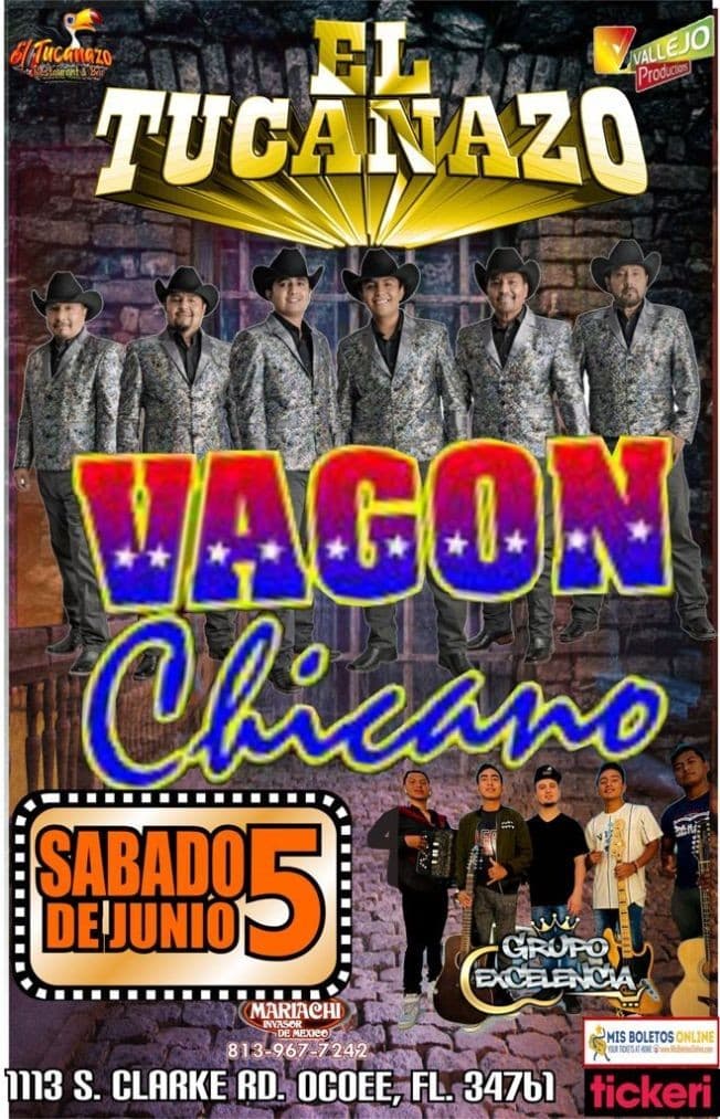 Event - Vagon Chicano y Grupo Excelencia en Vivo! - Ocoee, Florida - June 5, 2021 | concert tickets