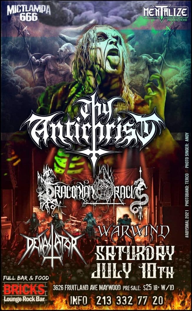 Event - Mictlampa666 & Mentalize presentan: Thy Antichrist en Vivo! - Maywood, California - July 10, 2021 | concert tickets