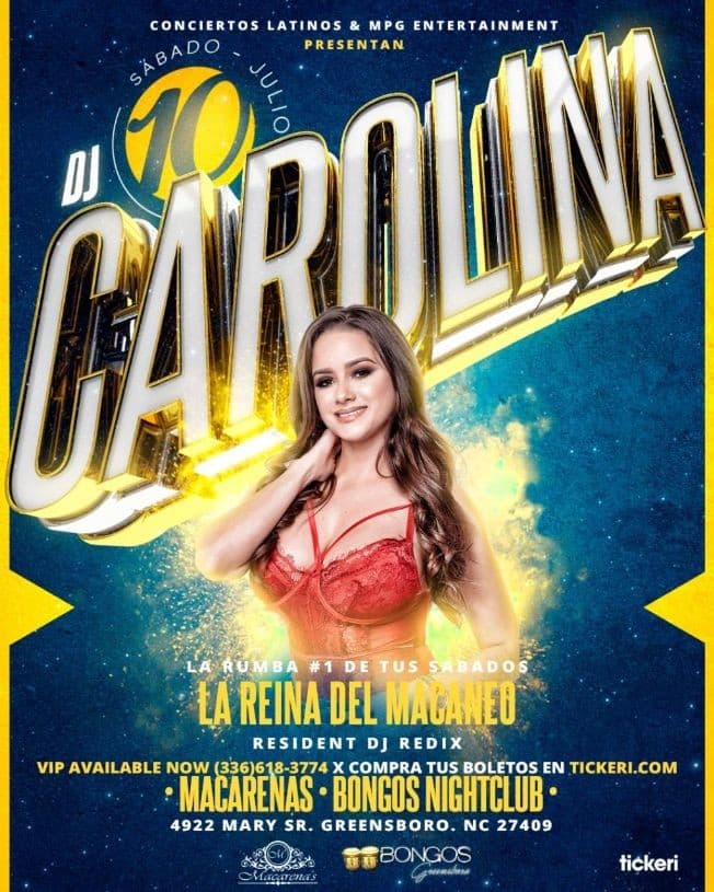 Event - DJ Carolina - Sabados Tropicales en Macarenas - Greensboro, North Carolina - July 10, 2021 | concert tickets