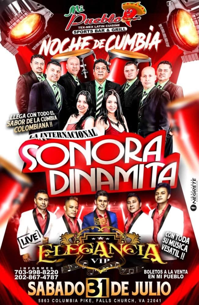 Event - Noche de Cumbia con La Internacional Sonora Dinamita y Elegancia VIP en Vivo! - Falls Church, Virginia - July 31, 2021 | concert tickets