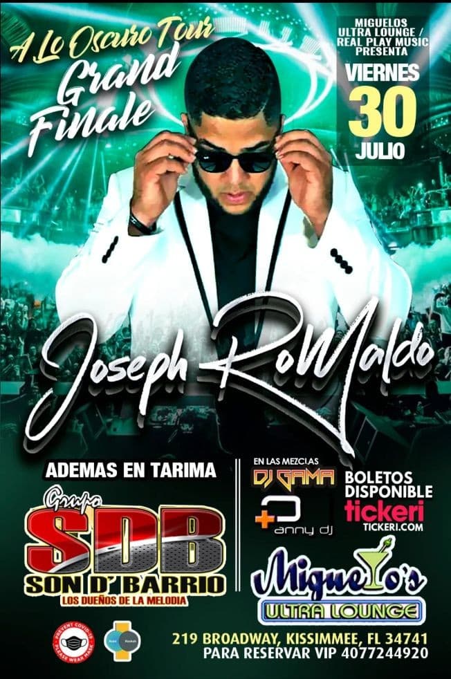 Event - JOSEPH ROMALDO LIVE @ MIGUELOS ULTRA LOUNGE - Kissimmee, Florida - July 30, 2021 | concert tickets