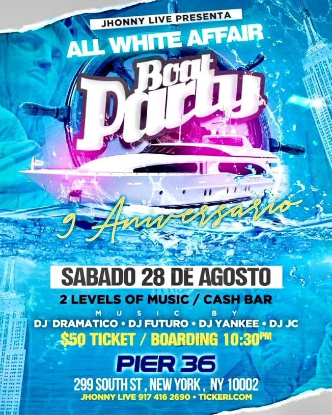 Event - All White Boat Party 9 Aniversario! - New York, New York - August 28, 2021 | concert tickets