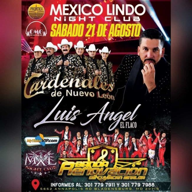 Event - CARDENALES DE NUEVO LEON, LUIS ANGEL EL FLACO, BANDA RENOVACION DE CULIACAN SINALOA EN BLADENSBURG MARYLAND - Bladensburg, Maryland - August 21, 2021 | concert tickets