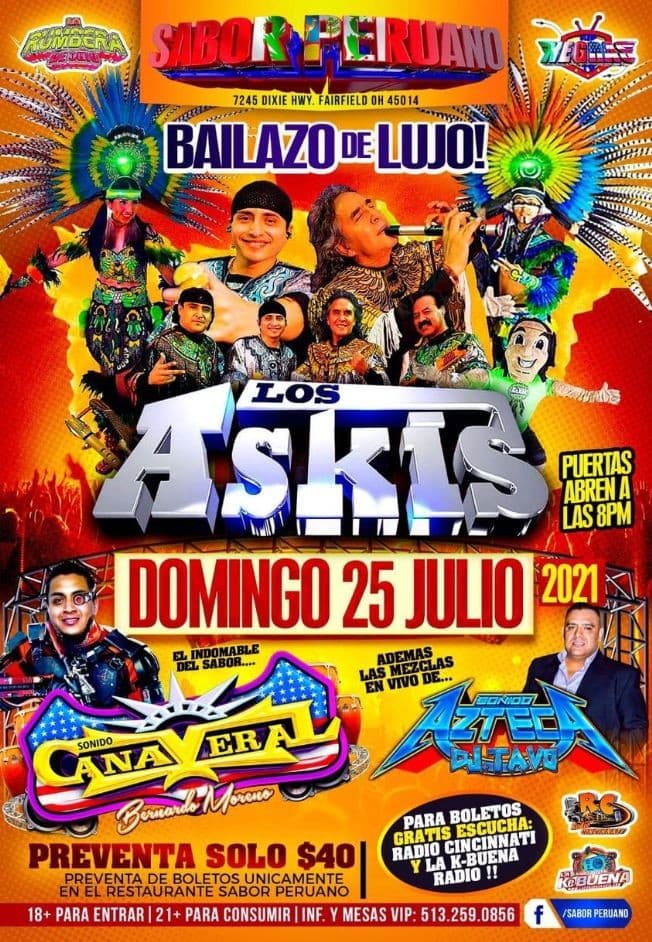 Event - LOS ASKIS EN FAIRFIELD OHIO - GRAN BAILAZO DE LUJO! - Fairfield, Ohio - July 25, 2021 | concert tickets