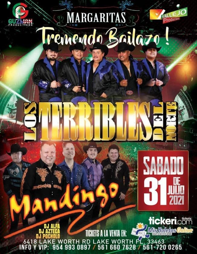 Event - LOS TERRIBLES DEL NORTE, GRUPO MANDINGO EN CONCIERTO ! LAKE WORTH FLORIDA - Lake Worth, Florida - July 31, 2021 | concert tickets