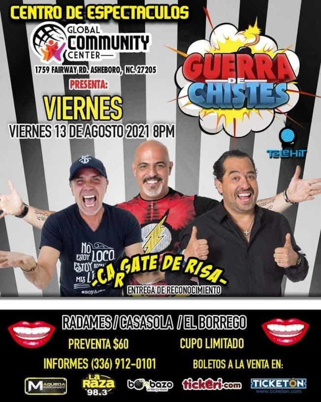 Event - RADAMES / CASASOLA / EL BORREGO, CARGATE DE RISA, GUERRA DE CHISTES EN ASHEBORO NORTH CAROLINA - Asheboro, North Carolina - August 13, 2021 | concert tickets