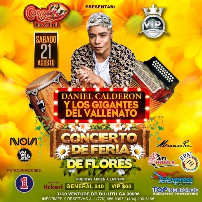 Event - Daniel Calderon y los Gigantes del Vallenato Concierto Feria de las Flores - Duluth, Georgia - August 21, 2021 | concert tickets