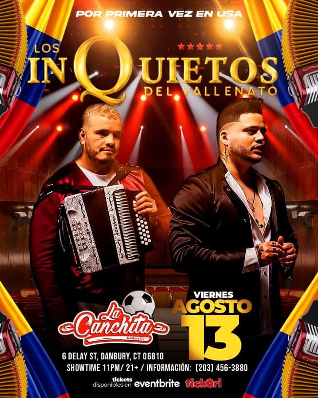 Event - LOS INQUIETOS DEL VALLENATO CT - Danbury, Connecticut - August 13, 2021 | concert tickets