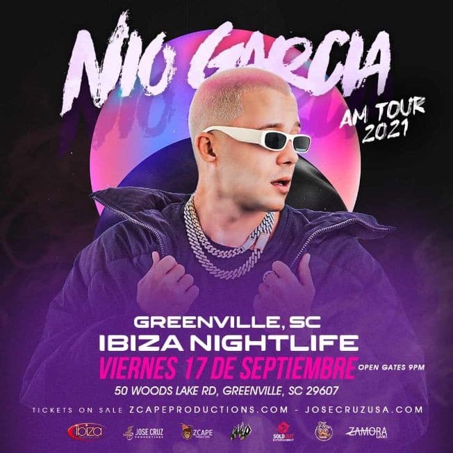 Event - NIO GARCIA AM TOUR 2021 EN GREENVILLE - Greenville, South Carolina - September 17, 2021 | concert tickets