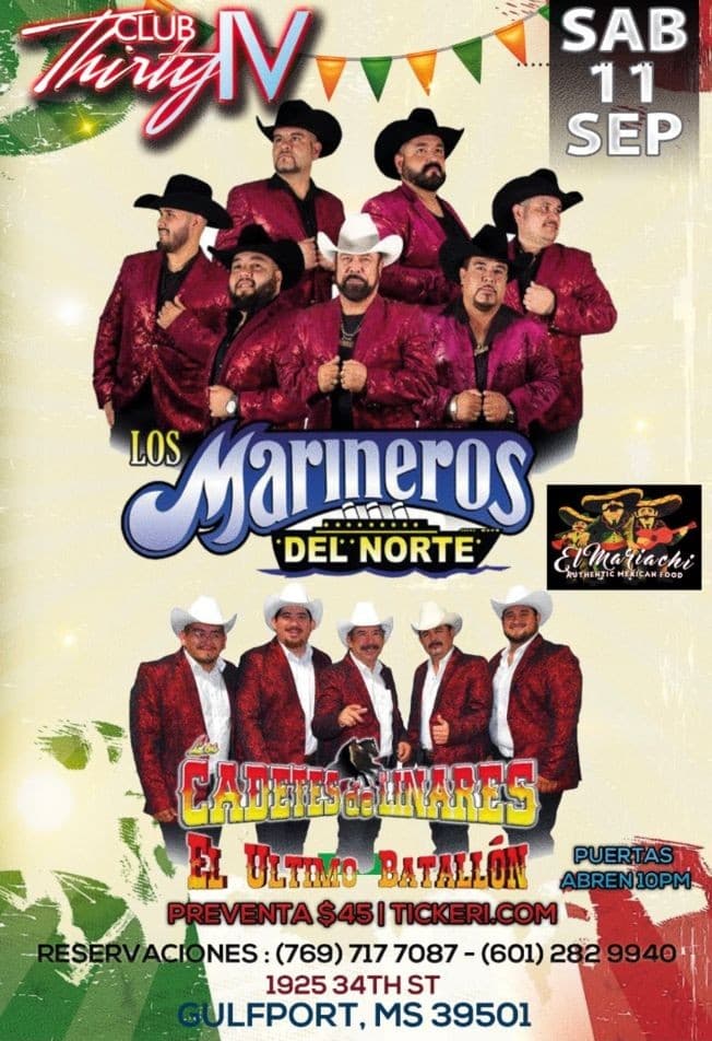 Event - Los Marineros Del Norte con Los Cadetes De Linares el Último batallón- GULFPORT MS - Gulfport, Mississippi - September 11, 2021 | concert tickets