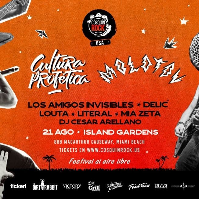 Event - Cosquin Rock USA con Molotov, Cultura Profetica, Los Amigos Invisibles, Delic, Louta, Literal, Mia Zeta - Miami, Florida - August 21, 2021 | concert tickets