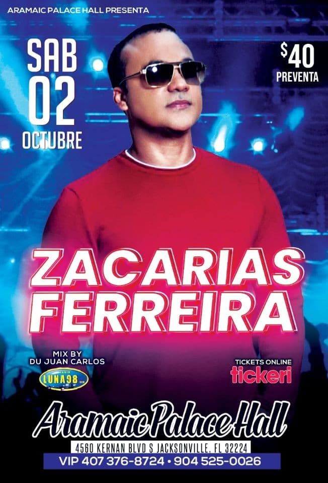 Event - ZACARIAS FERREIRA EN JACKSONVILLE - Jacksonville, Florida - October 2, 2021 | concert tickets