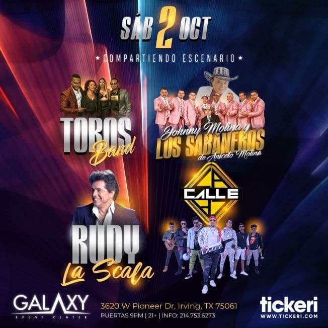 Event - RUDY LA SCALA, LOS TOROS BAND, LOS SABANEROS Y LA CALLE EN DALLAS - Irving, Texas - October 2, 2021 | concert tickets