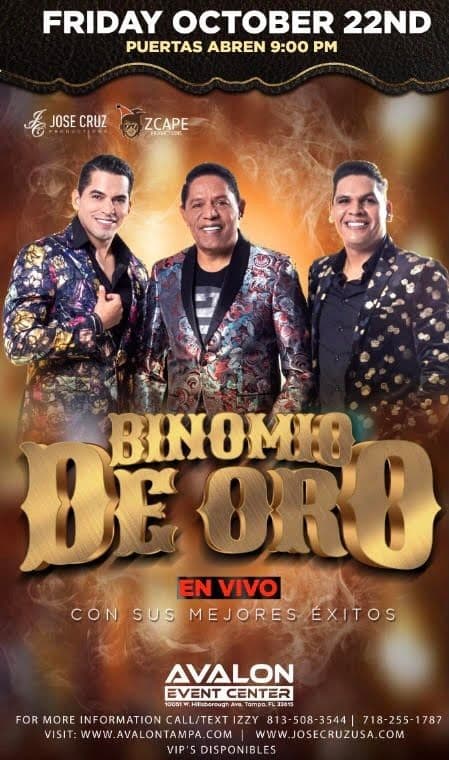 Event - VIERNES, OCTUBRE 22, 2021. BINOMIO DE ORO EN CONCIERTO EN TAMPA, FLORIDA - Tampa, Florida - October 22, 2021 | concert tickets