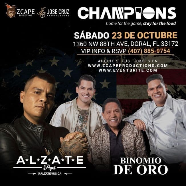 Event - SABADO, OCTUBRE 23, 2021. ALZATE Y BINOMIO DE ORO EN CONCIERTO!  MIAMI FL. - Doral, Florida - October 23, 2021 | concert tickets