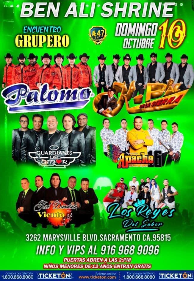 Event - K-PAZ DE LA SIERRA, PALOMO - ORGANIZACION APACHE 16, JOSE DIOSDADO Y SU VIENTO Y SOL, GUARDIANES DEL AMOR, LOS REYES DEL SABOR EN VIVO ! ENCUENTRO GRUPERO-SACRAMENTO CALIFORNIA - Sacramento, California - October 10, 2021 | concert tickets