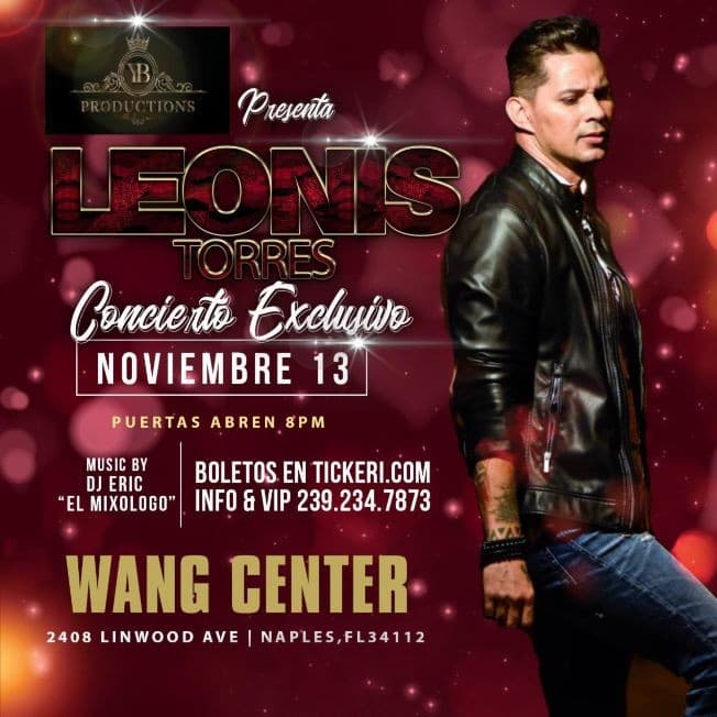 Event - LEONI TORRES EN VIVO ! NAPLES FLORIDA - naples, Florida - November 13, 2021 | concert tickets