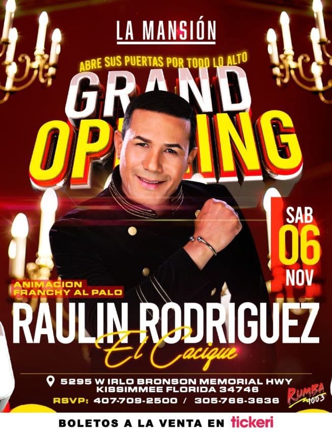 Event - RAULIN RODRIGEZ EL CACIQUE EN CONCIERTO ! KISSIMMEE FL. - Kissimmee, Florida - November 6, 2021 | concert tickets