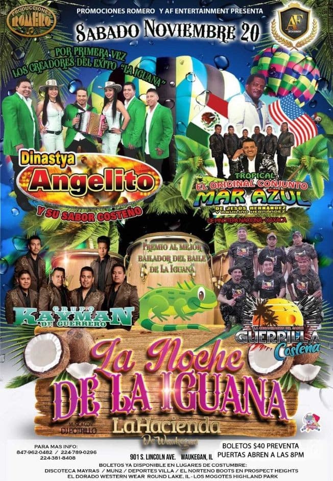 Event - DINASTYA ANGELITO Y SU SABOR COSTEÑO, GRUPO KAYMAN DE GUERRERO, EL ORIGINAL CONJUNTO MAR AZUL DE JESUS HERNANDEZ, LA AGRUPACION GUERRILLA COSTEÑA EN VIVO ! WAUKEGAN ILLINOIS - Waukegan, Illinois - November 20, 2021 | concert tickets