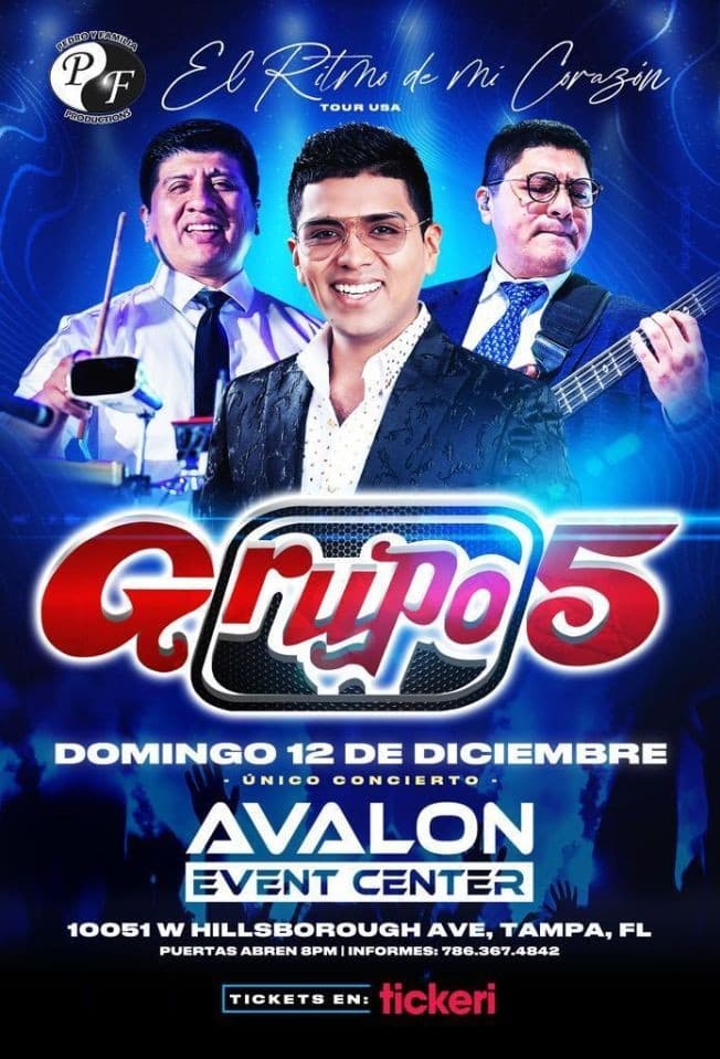 Event - GRUPO 5 " EL RITMO DE MI CORAZON TOUR USA ! TAMPA FLORIDA - Tampa, Florida - December 12, 2021 | concert tickets