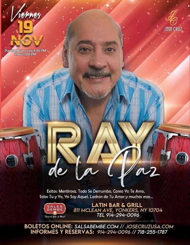 Event - RAY DE LA PAZ, En SALSA BEMBE LATIN BAR & GRILL, 811 Mclean Ave, Yonkers, NY - YONKERS, New York - November 19, 2021 | concert tickets