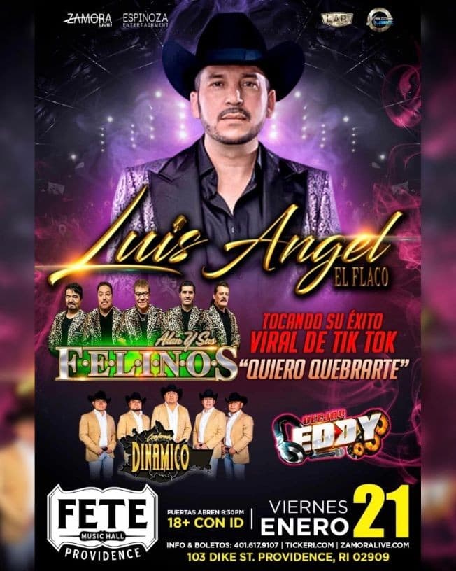 Event - Luis Angel El Flaco y Conjunto Dinamico en Providence, RI - PROVIDENCE, Rhode Island - January 21, 2022 | concert tickets