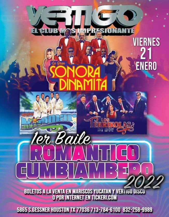 Event - SONORA DINAMITA - GRUPO MIRAMAR - LOS TERRIKOLAS - 1ER BAILA ROMANTICO CUMBIAMBERO 2022 - HOUSTON TX - Houston, Texas - January 21, 2022 | concert tickets