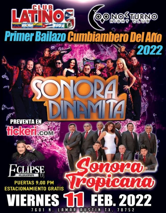 Event - LA SONORA DINAMITA Y LA SONORA TROPICANA EN VIVO EN AUSTIN - Austin, Texas - February 11, 2022 | concert tickets