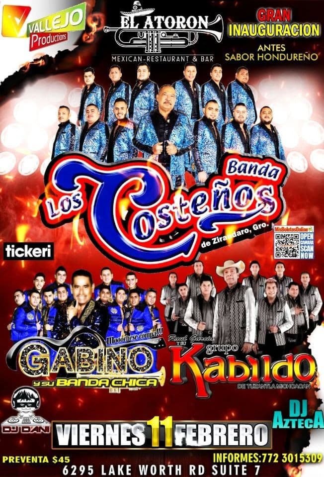 Event - BANDA LOS COSTEÑOS DE ZIRANDARO GRO, GRUPO KABILDO, GABINO Y SU BANDA CHICA EN VIVO ! GREENACRES, FL. - Greenacres, Florida - February 11, 2022 | concert tickets