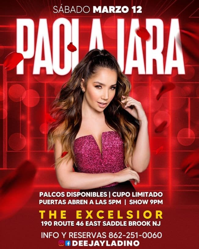 Event - PAOLA JARA EN CONCIERTO ! SADDLE BROOK NJ. - Saddle Brook, New Jersey - March 12, 2022 | concert tickets