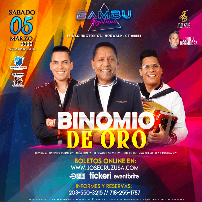 Event - BINOMIO DE ORO EN CONCIERTO ! NORWALK CT. - Norwalk, Connecticut - March 5, 2022 | concert tickets