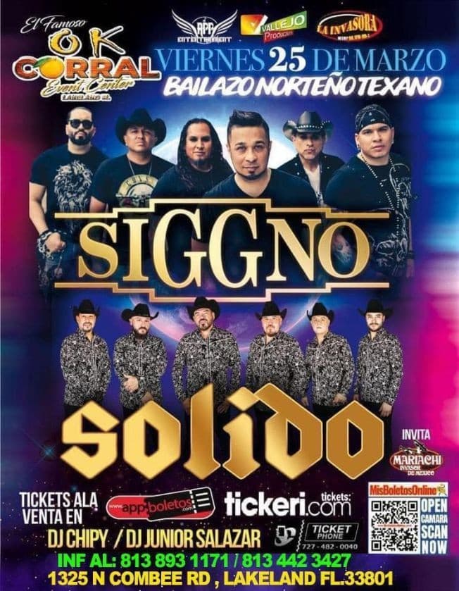 Event - SIGGNO Y SOLIDO EN LAKELAND, FL - Lakeland, Florida - March 25, 2022 | concert tickets