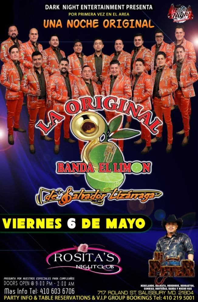 Event - LA ORIGINAL BANDA EL LIMON DE SALVADOR LIZARRAGA EN VIVO ! SALISBURY MARYLAND - Salisbury, Maryland - May 6, 2022 | concert tickets