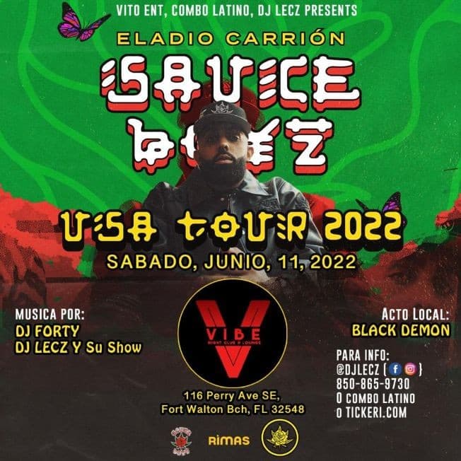 Event - Sauce Boyz Eladio Carrion US Tour - Fort Walton Beach, Florida - June 11, 2022 | concert tickets