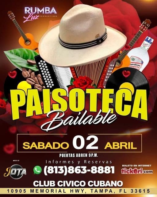 Event - ( PAISOTECA) ENCUENTRO DE PAISAS EN TAMPA - Tampa, Florida - April 2, 2022 | concert tickets