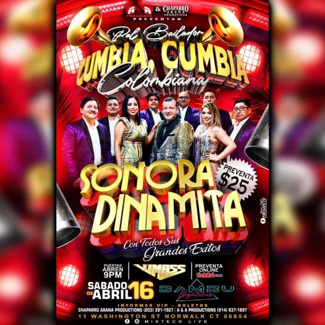 Event - SONORA DINAMITA EN CONCIERTO ! NORWALK CONNECTICUT - Norwalk, Connecticut - April 16, 2022 | concert tickets