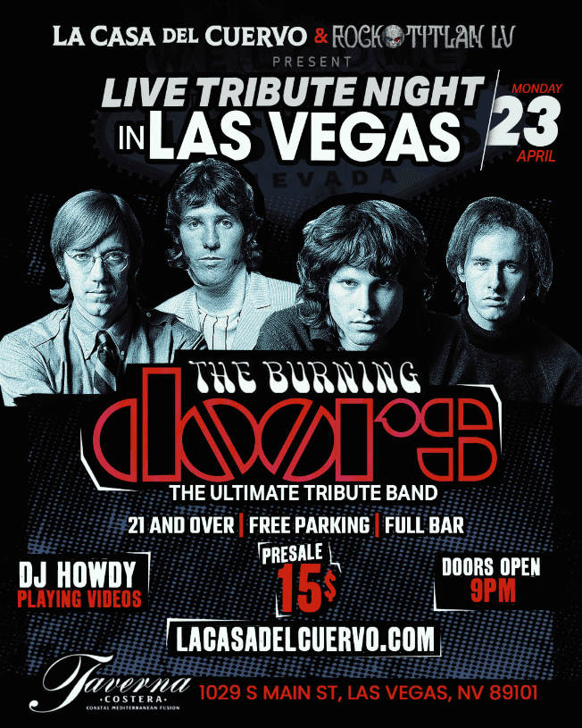 Event - LAS VEGAS, THE DOORS LIVE TRIBUTE NIGHT BY THE BURNING DOORS - Las Vegas, Nevada - April 23, 2022 | concert tickets