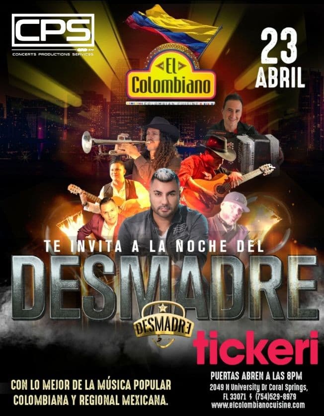 Event - El Desmadre Band En El Colombiano (Coral Springs) - Coral Springs, Florida - April 23, 2022 | concert tickets