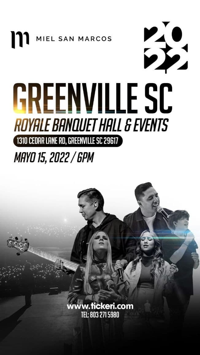 Event - MIEL SAN MARCOS EN CONCIERTO ! GREENVILLE SOUTH CAROLINA - Greenville, South Carolina - May 15, 2022 | concert tickets