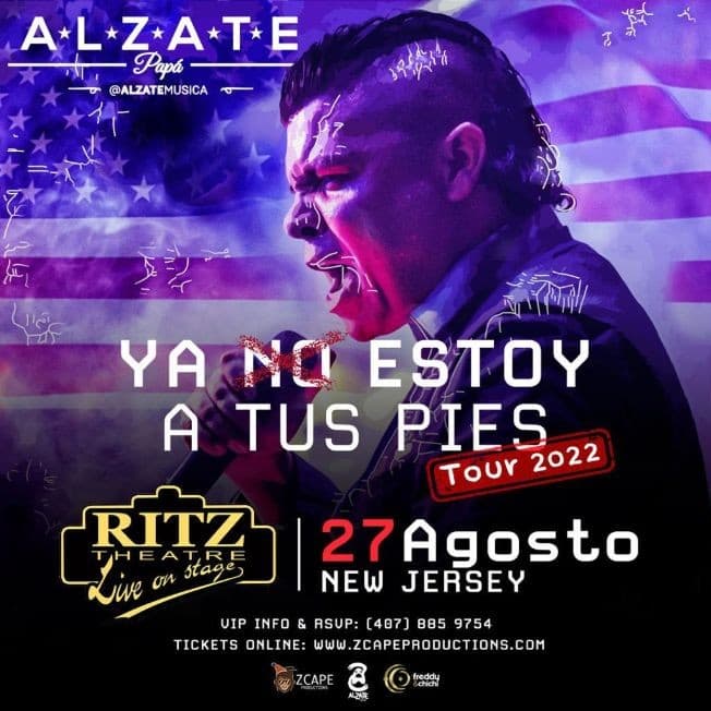 Event - ALZATE EN CONCIERTO ! ELIZABETH NEW JERSEY / SORPRESA CON JUAN FERNANDO VELASCO - Elizabeth, New Jersey - August 27, 2022 | concert tickets